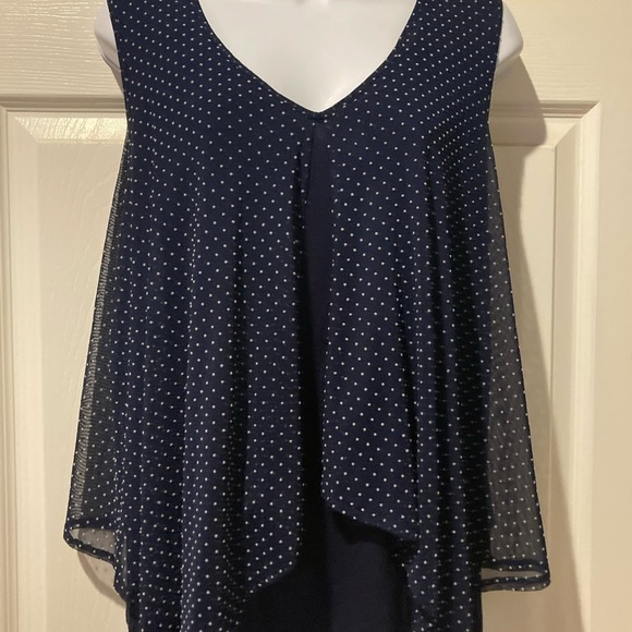 Ladies Green Envelope Navy Swiss Dot Blouse - Picture 1 of 5